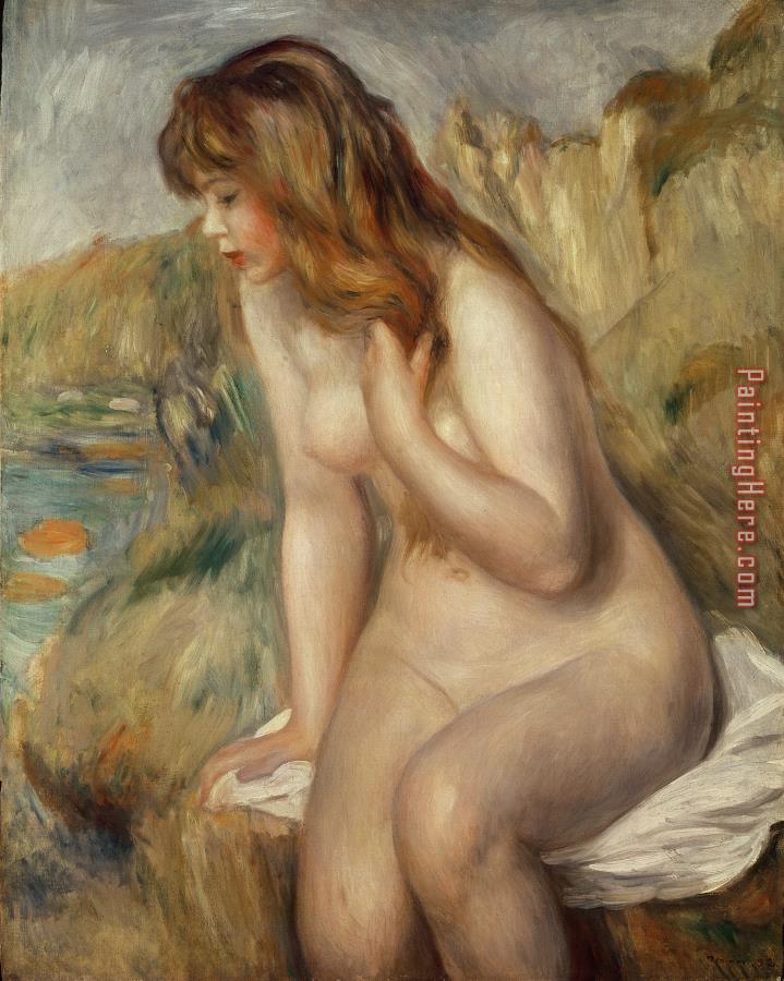 Pierre Auguste Renoir Bather seated on a rock